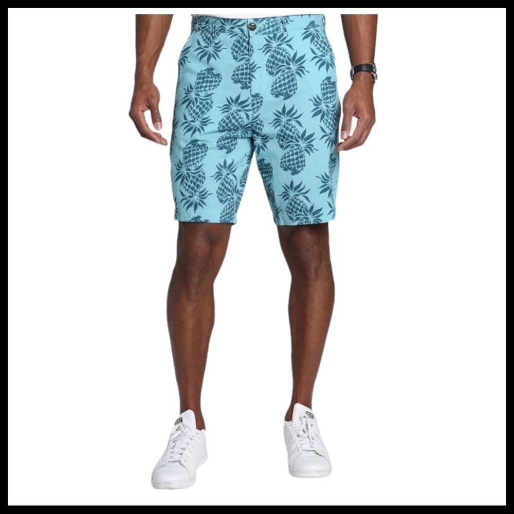 ZACHS NEW YORK Pineapple Print Seersucker Shorts